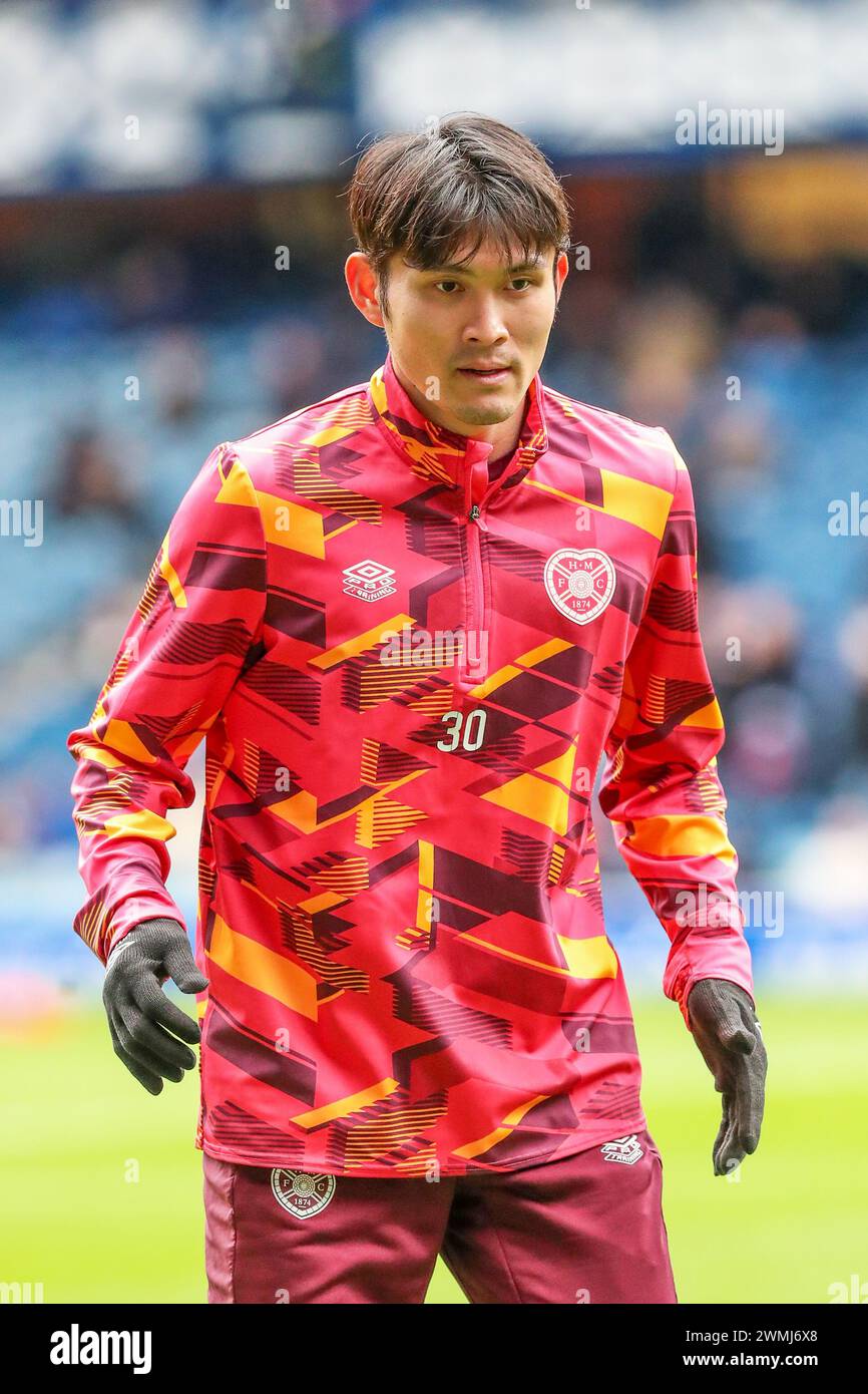 KYOSUKE TAGAWA, jugador de fútbol profesional, jugando para el equipo de fútbol Heart of Midlothian en la Premier Division escocesa. Foto de stock