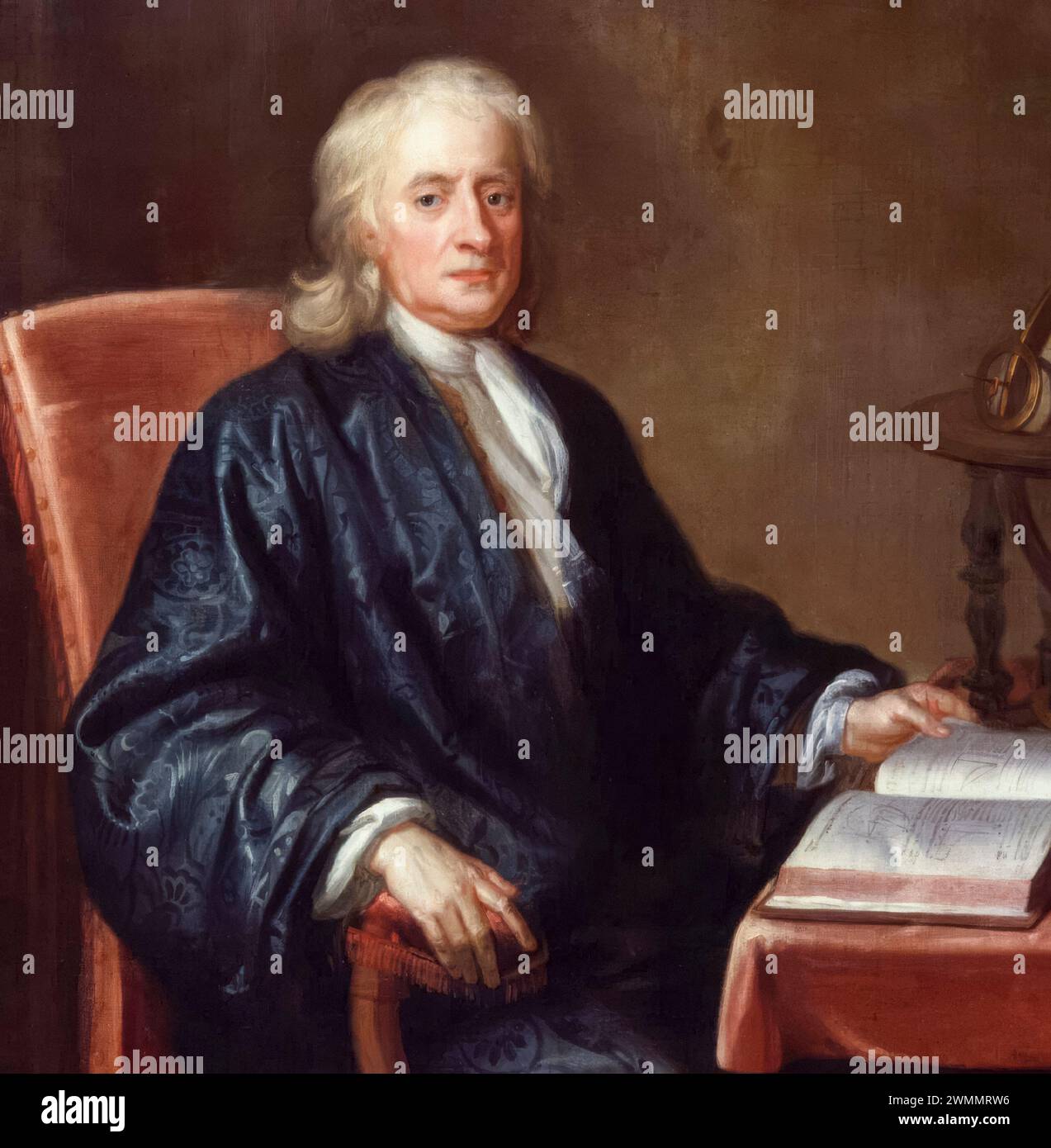 Sir Isaac Newton (1642-1726/27), pintura de retratos en óleo sobre lienzo por el taller de Enoch Seeman, 1726-1730 Foto de stock