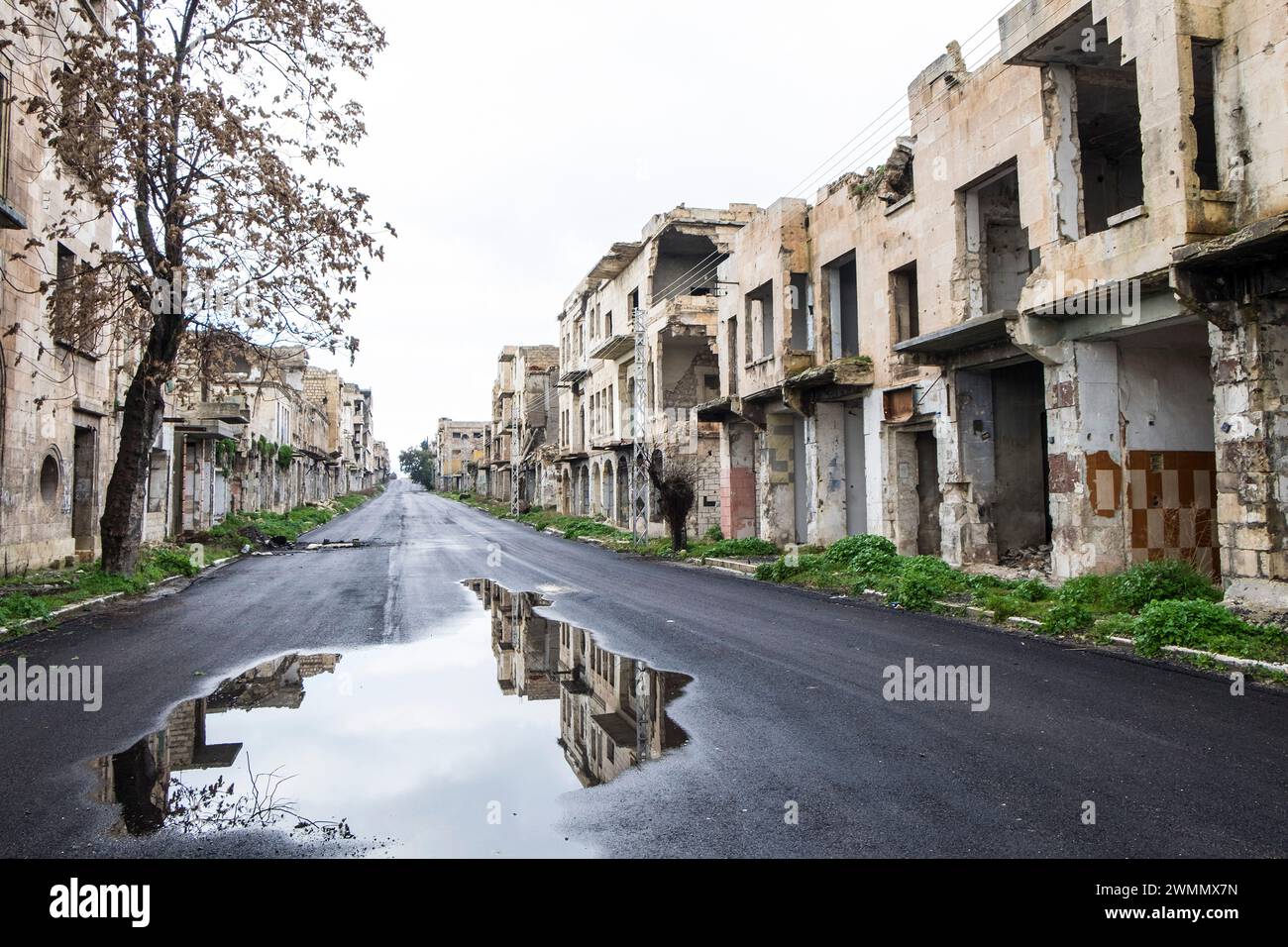 Siria, Marant al Nuoaman, Ma'arrat al-Nu'man, bombardearon y deshabitaron la ciudad Foto de stock