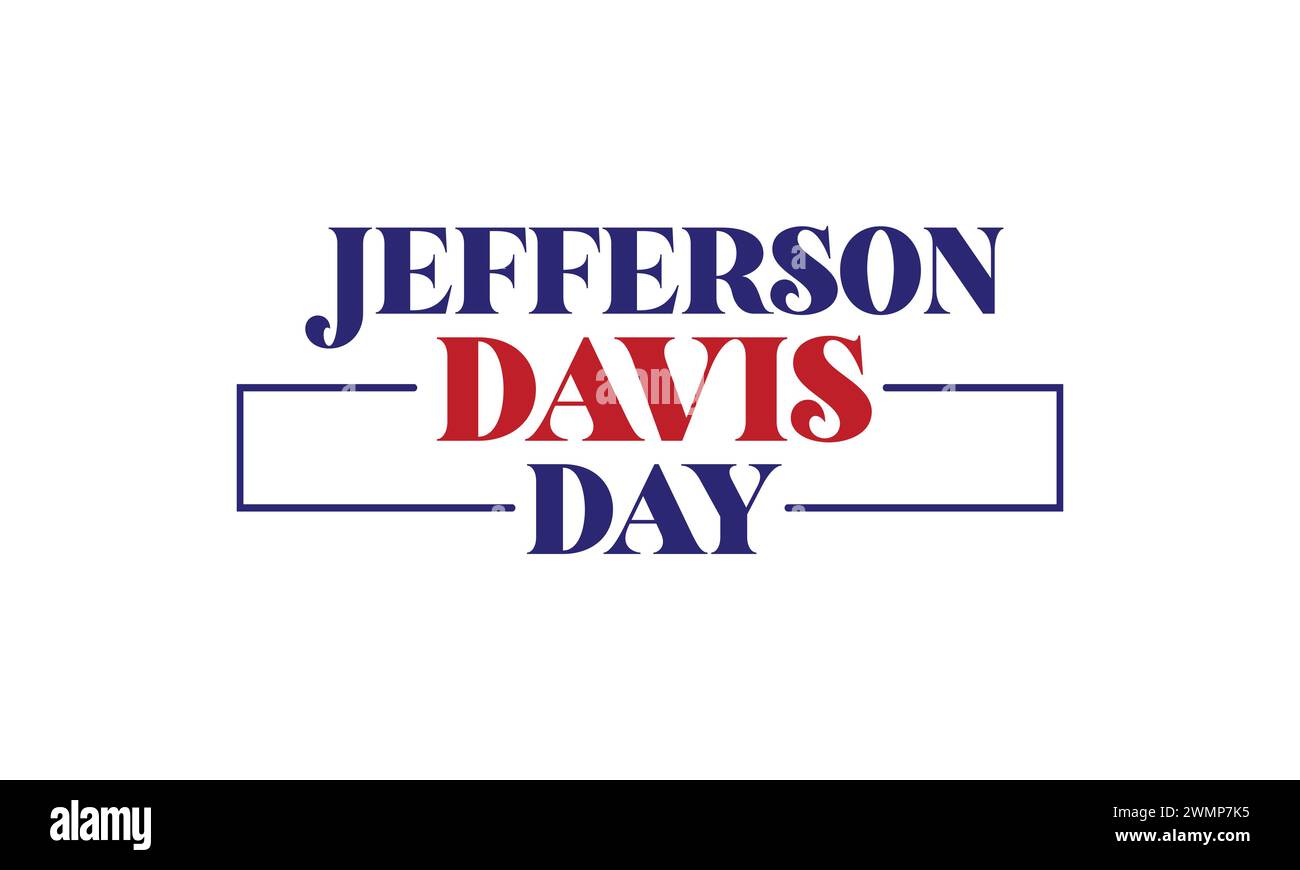 Jefferson Davis Día Texto elegante con diseño de ilustración de bandera Ilustración del Vector
