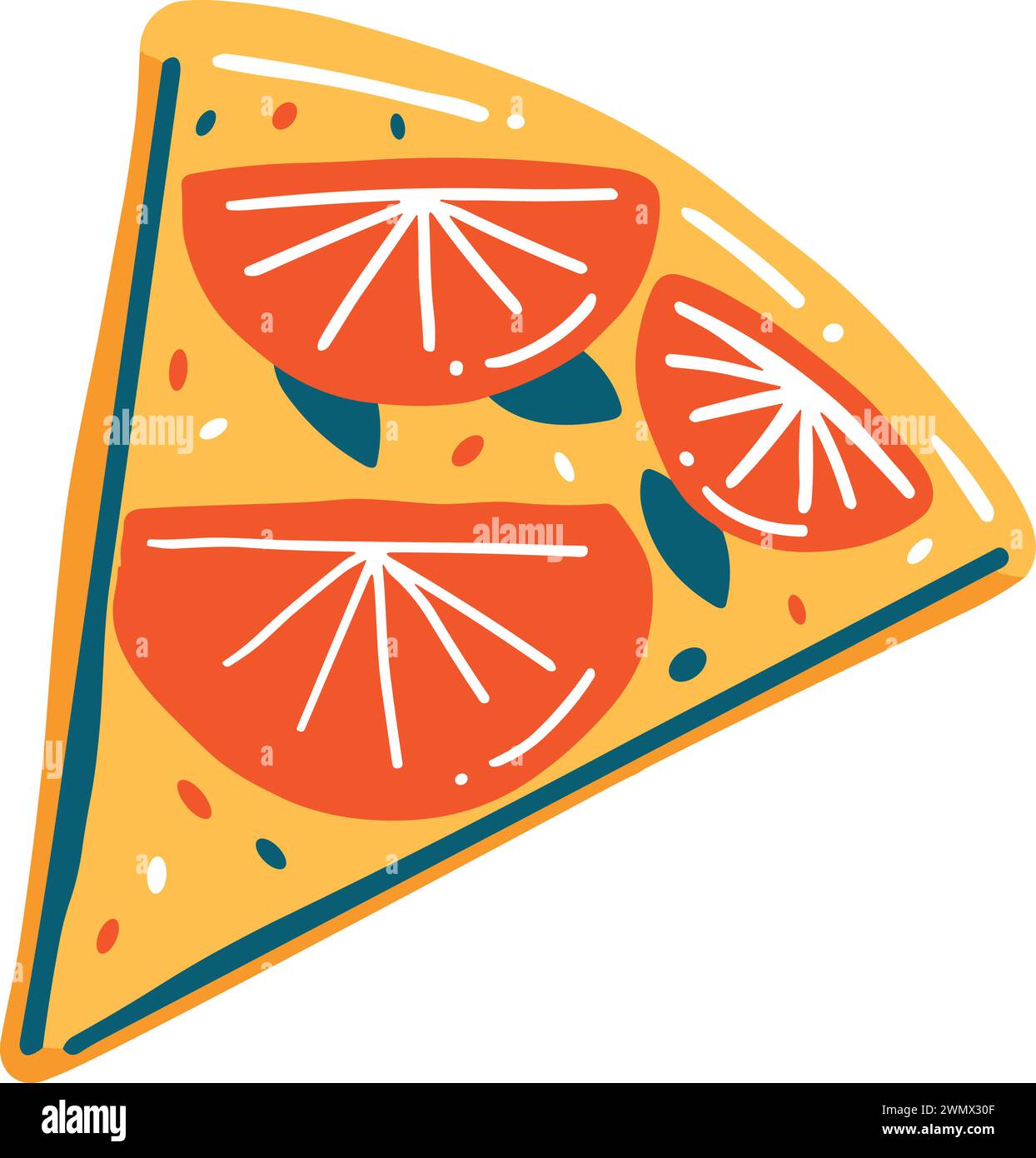 aislar rebanada de pizza estilo plano en el fondo Ilustración del Vector