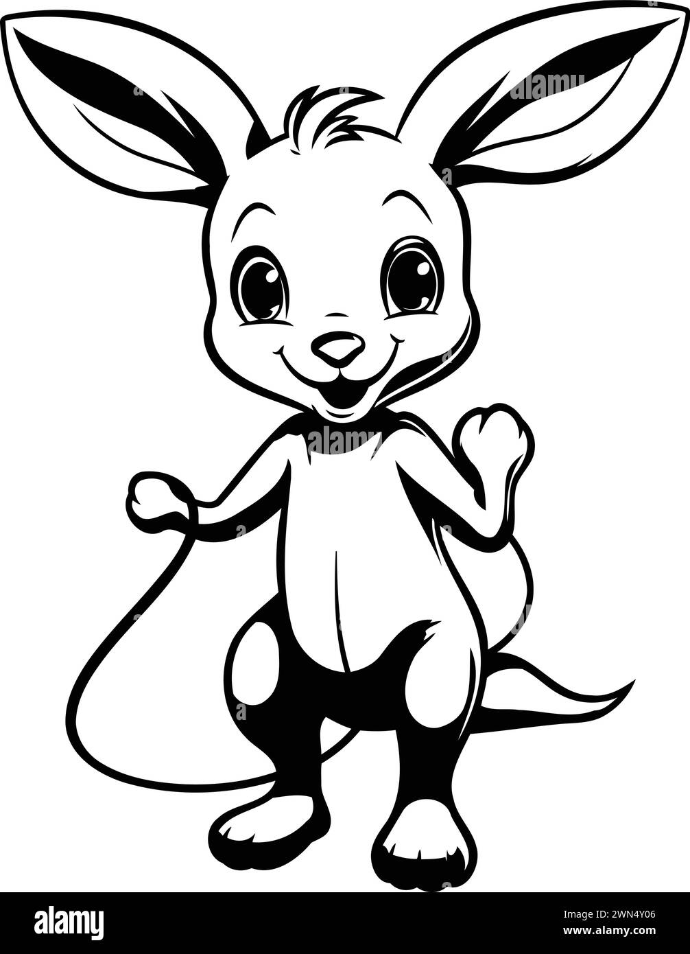Lindo canguro pequeño con orejas grandes. Ilustración vectorial. Ilustración del Vector