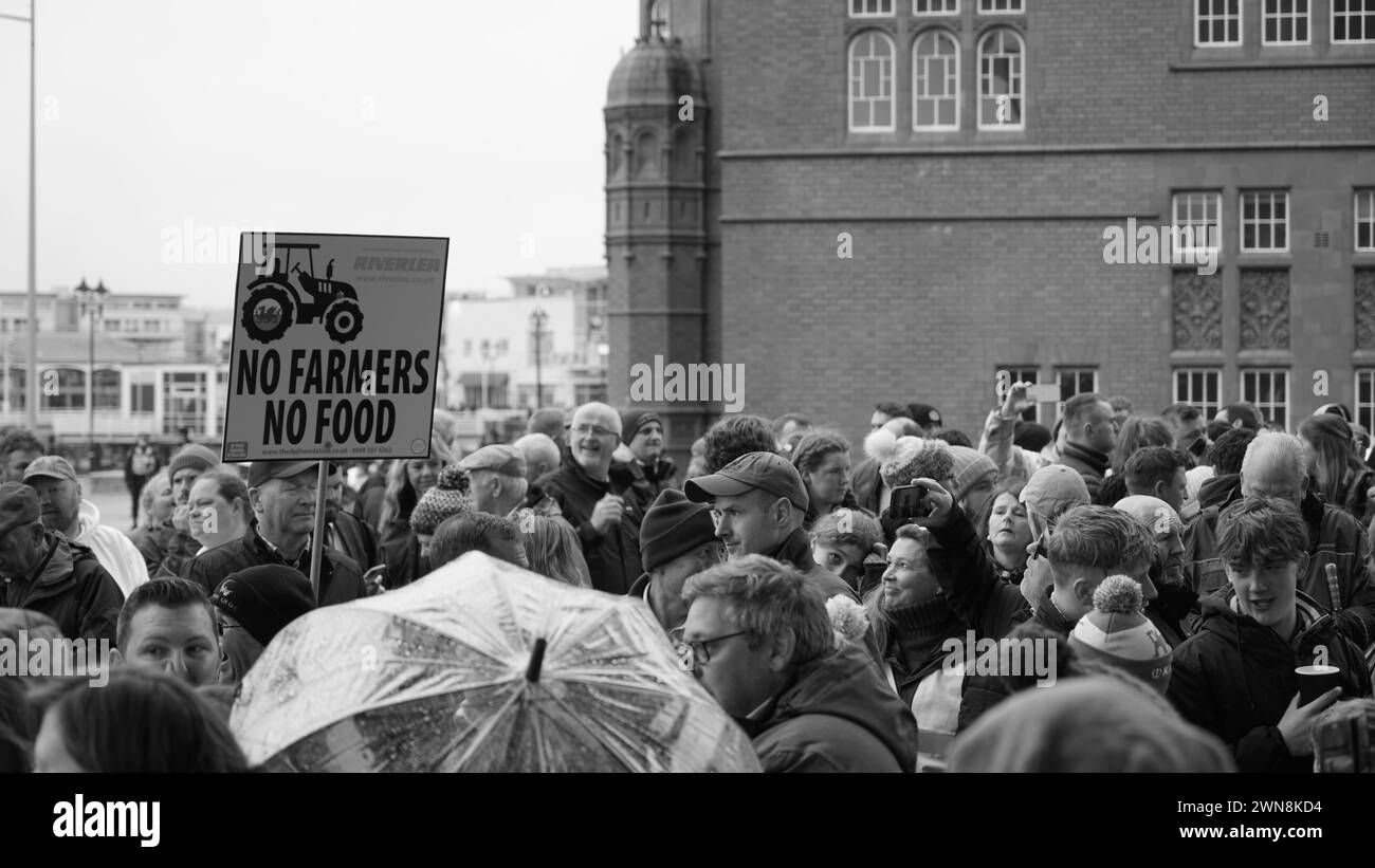 Agricultores galeses protestan en el Senedd, Cardiff Foto de stock