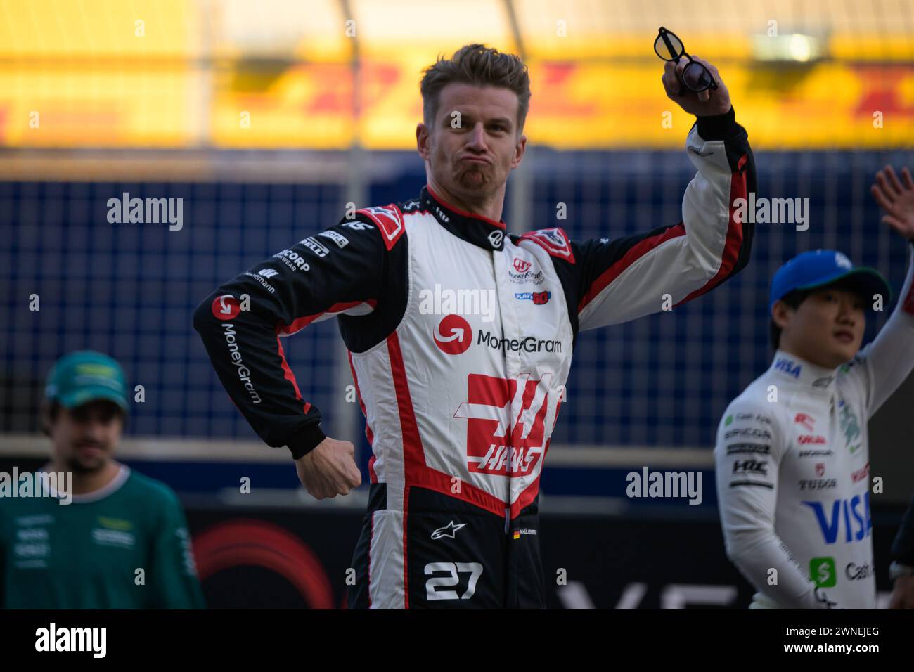 Sakhir, Bahrein. 2 de marzo de 2024. Nico Hulkenberg de MoneyGram Haas F1 Team durante el Día de la Carrera. AHMAD ALSHEHAB/Alamy Live News Foto de stock