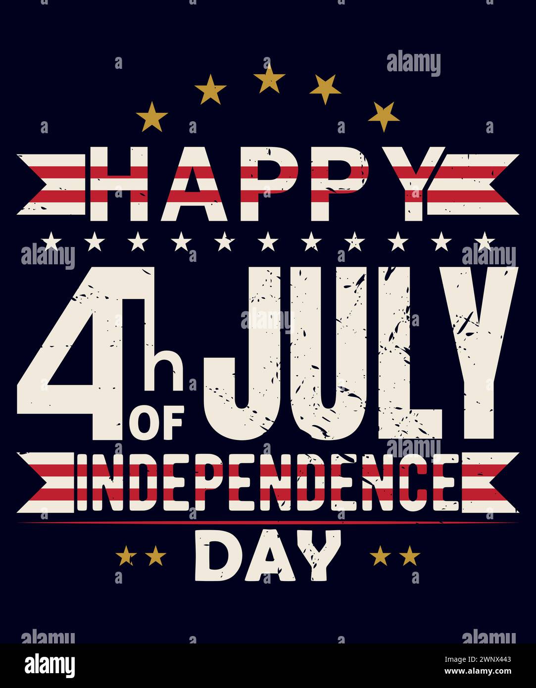 Feliz 4 de julio, EE.UU. Día de la Independencia Retro Vintage diseño de la camiseta, vector angustiado, bandera americana. Utilizable para saludos, carteles, tazas, impresiones Ilustración del Vector