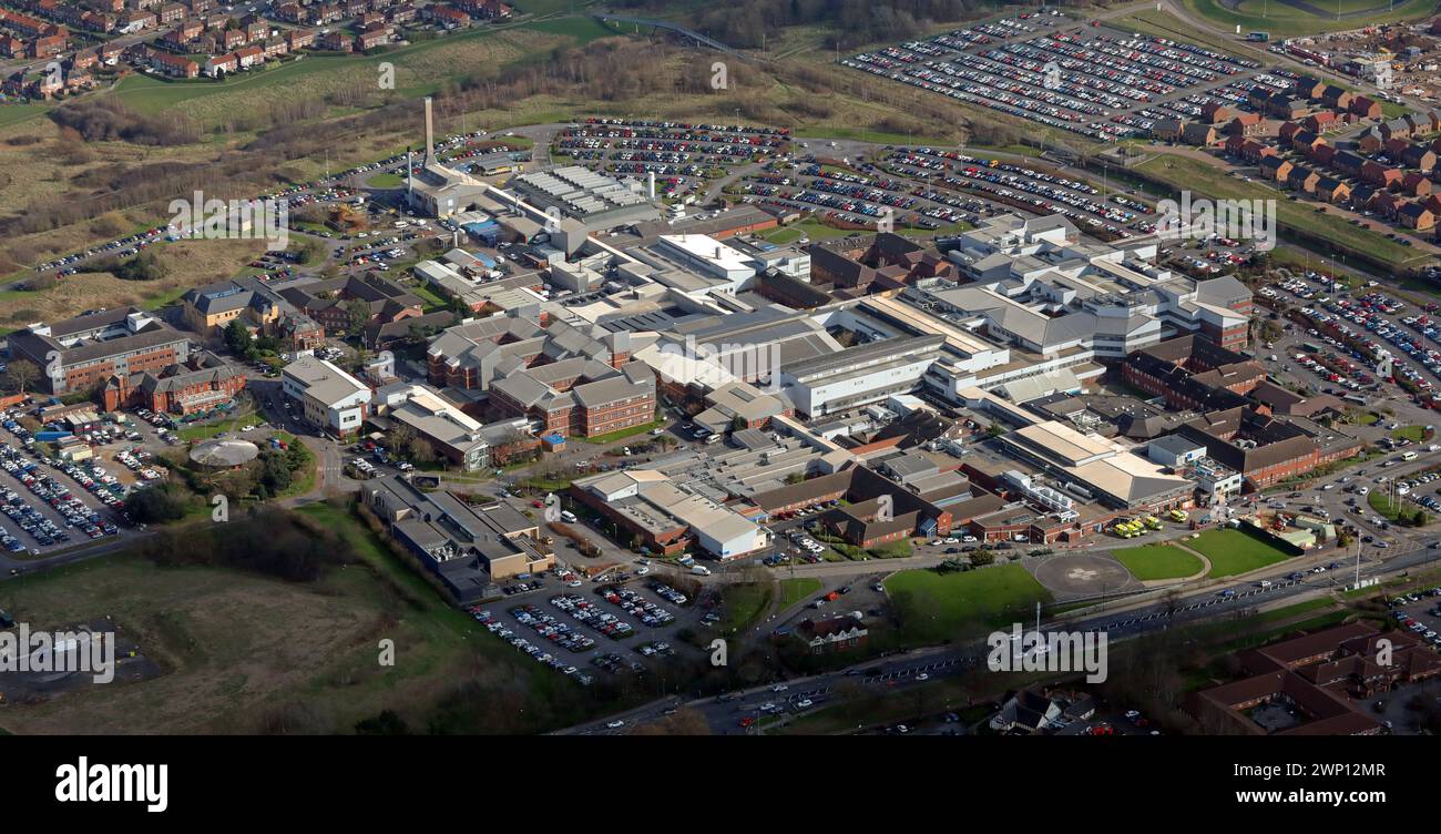 Vista aérea del Hospital Universitario James Cook, Middlesbrough Foto de stock