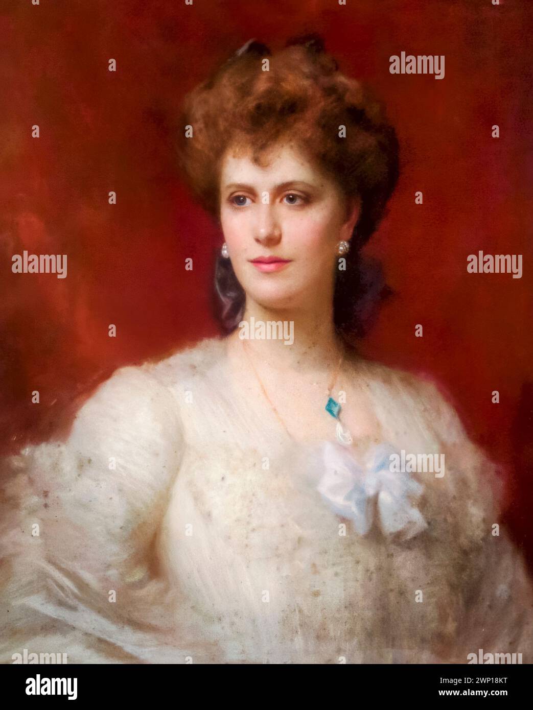 Alice Keppel (Edmonstone, 1868-1947) Aristocrat, anfitriona de la sociedad británica y amante del rey Eduardo VII, pintura de retratos, 1890-1900 Foto de stock