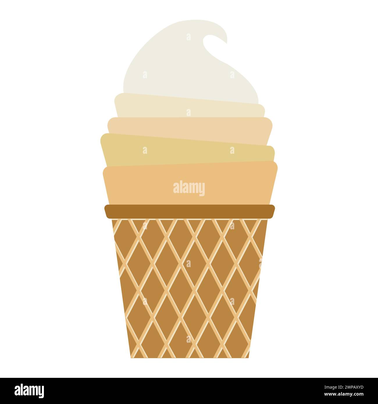 Ilustración vectorial de helado. Taza de gofres con helado. Ilustración del Vector