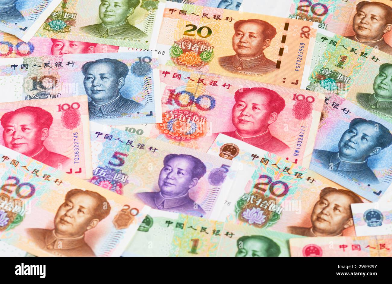 Billetes chinos full frame Foto de stock