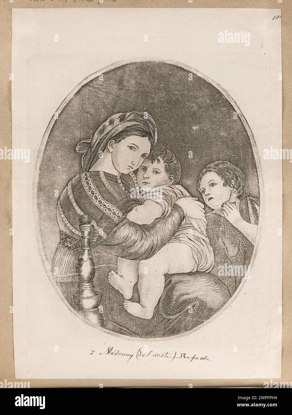 Virgen con el Niño y San Juan; Desconocido, Rafael (1483-1520), Marcinowski, Antoni (Vilna; Drukarnia; 1817-1862), Tyszkiewicz, Konstanty (1806-1868); alrededor de 1800 (1795-00-00-1805-00-00); Foto de stock