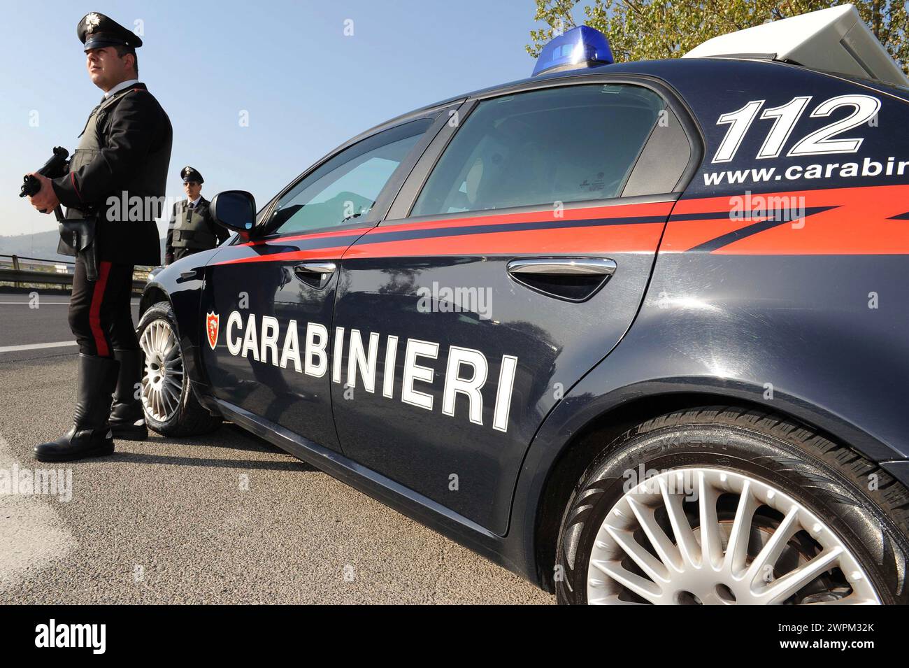 Carabinieri, arma dei carabinieri posto di blocco Foto de stock