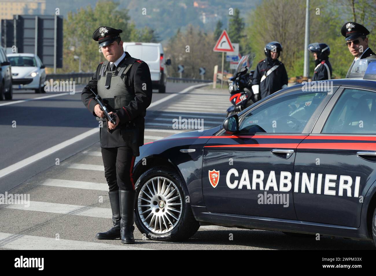 Carabinieri, arma dei carabinieri posto di blocco Foto de stock