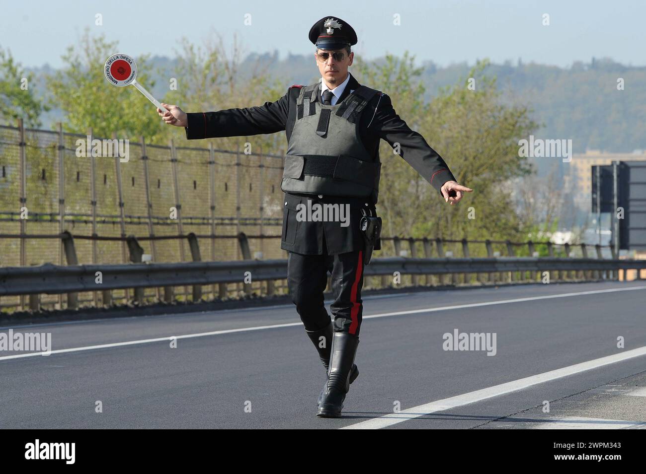 Carabinieri, arma dei carabinieri posto di blocco Foto de stock