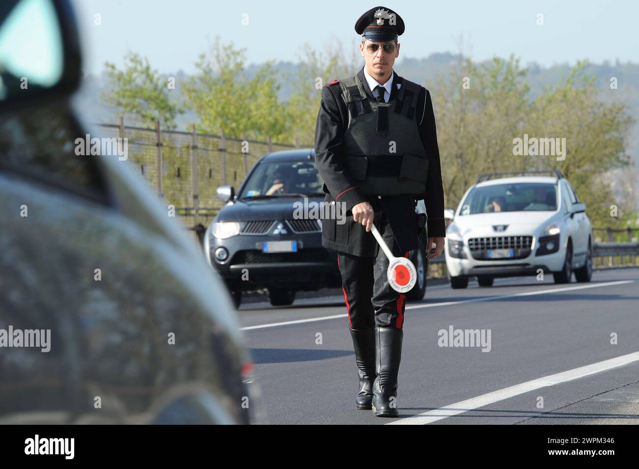 Carabinieri, arma dei carabinieri posto di blocco Foto de stock