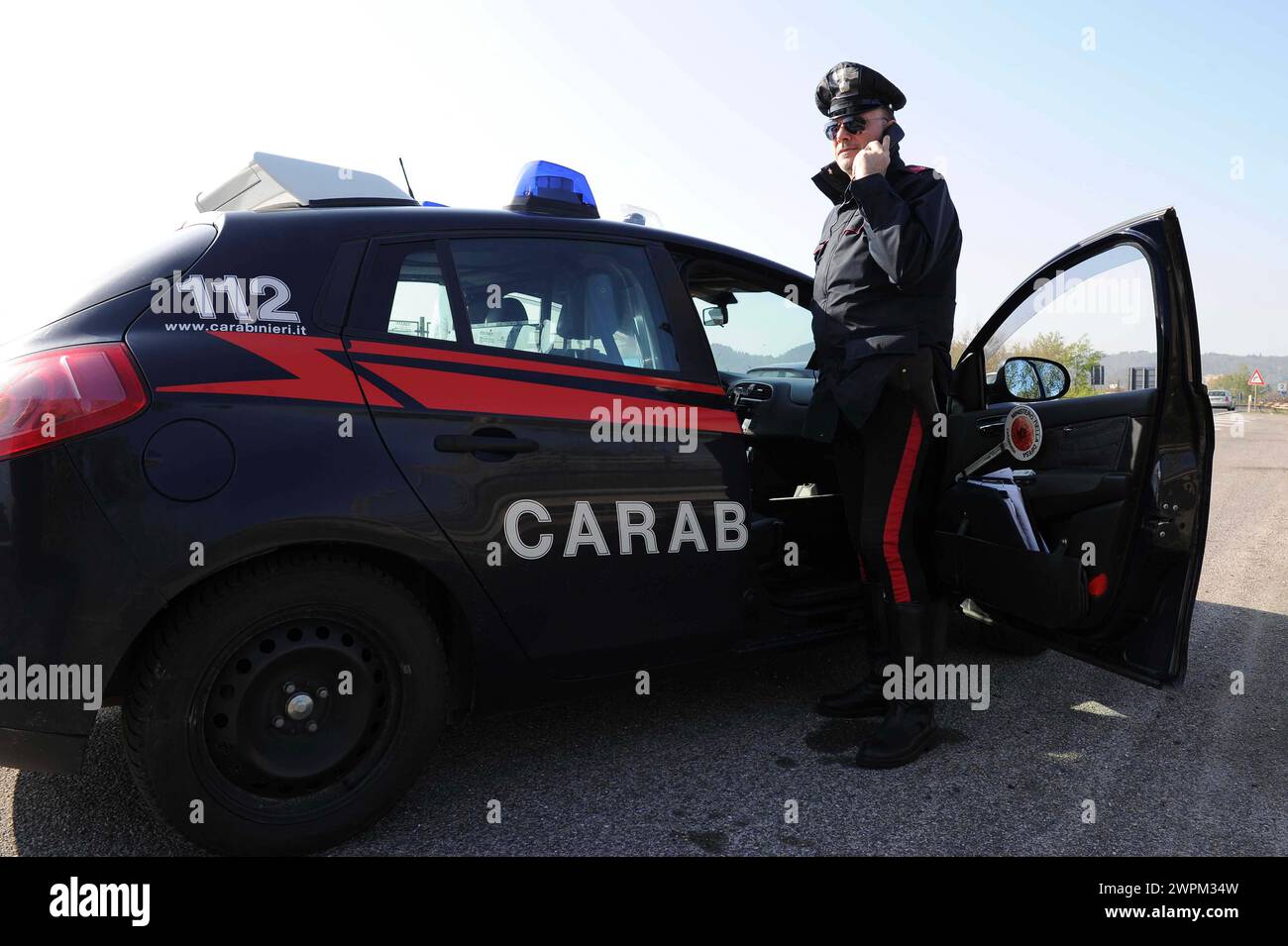 Carabinieri, arma dei carabinieri posto di blocco Foto de stock