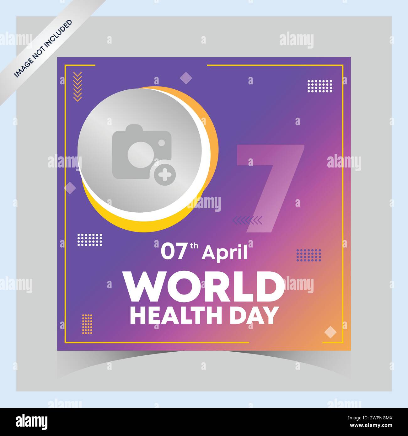 Día Mundial de la Salud Publicaciones de instagram y plantilla cuadrada de redes sociales Día mundial, salud, corazón médico, día del corazón, día médico, ilustración de salud, él Ilustración del Vector