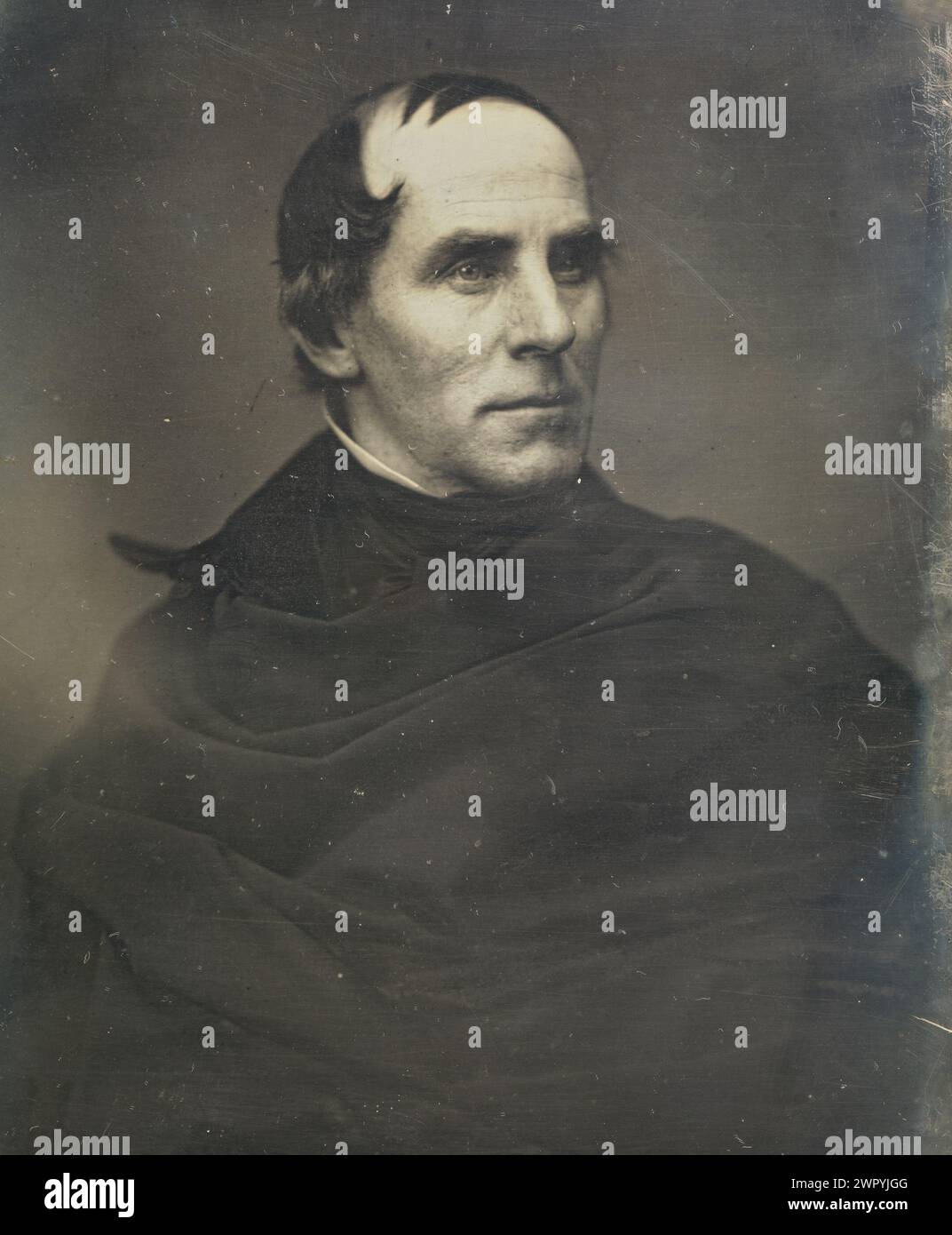 Retrato del artista estadounidense Thomas Cole (1841-1848), fundador de la Escuela de Arte del Río Hudson, daguerrotipo por Mathew B. Brady ca 1845 Foto de stock