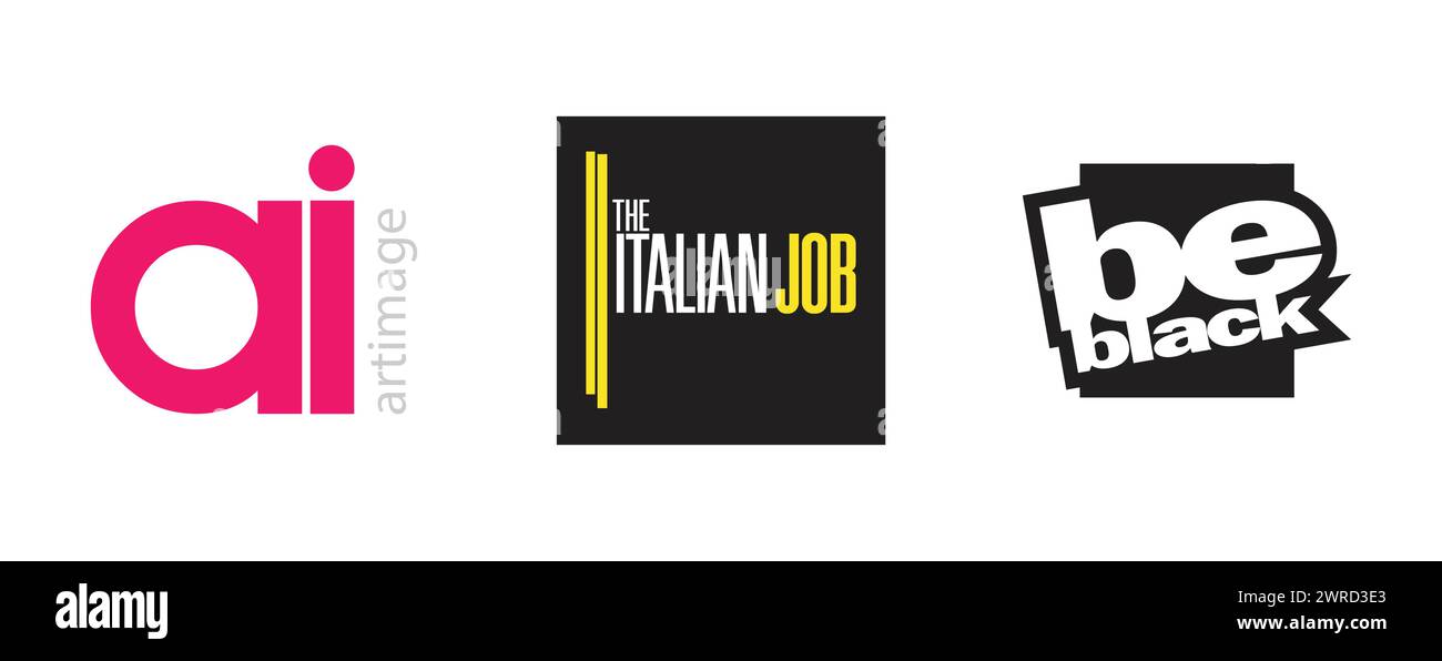 Imagen de arte, Be Black, el trabajo italiano. Artes y diseño logotipo vectorial sobre fondo aislado. Ilustración del Vector