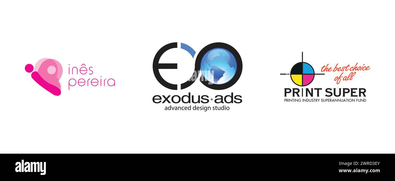 Ines Pereira, EXO Exodus-ADS, Print Super. Artes y diseño logotipo vectorial sobre fondo aislado. Ilustración del Vector