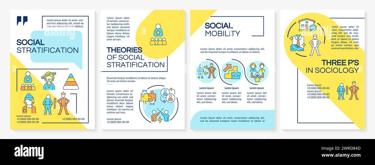 Plantilla de folleto azul y amarillo de estratificación social Ilustración del Vector