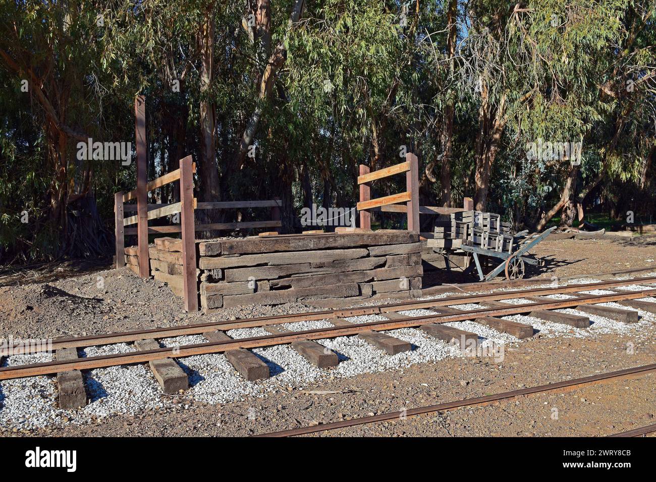 Vías del ferrocarril en Ardenwood Historic Farm en Fremont California Foto de stock