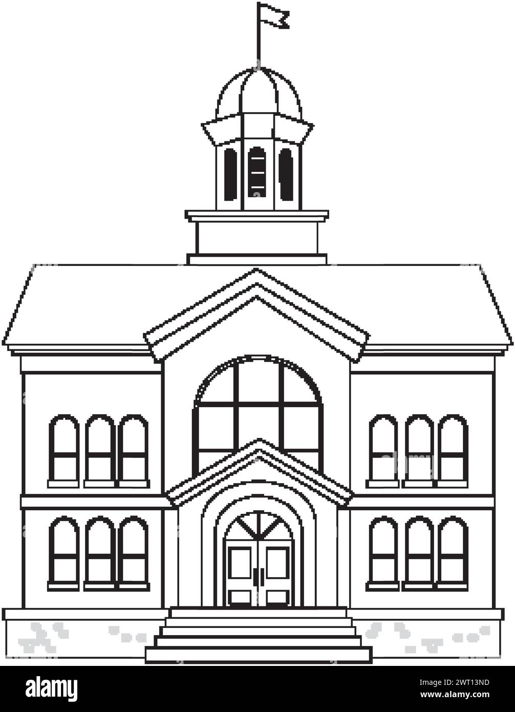 Arte de línea de un edificio gubernamental tradicional con una cúpula Ilustración del Vector