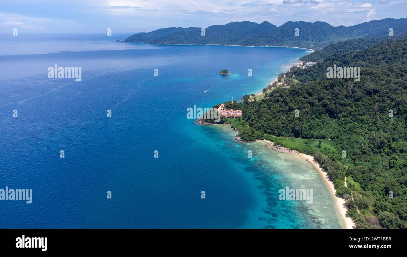 Vista aérea de la isla de Tioman en Malasia, Asia Foto de stock