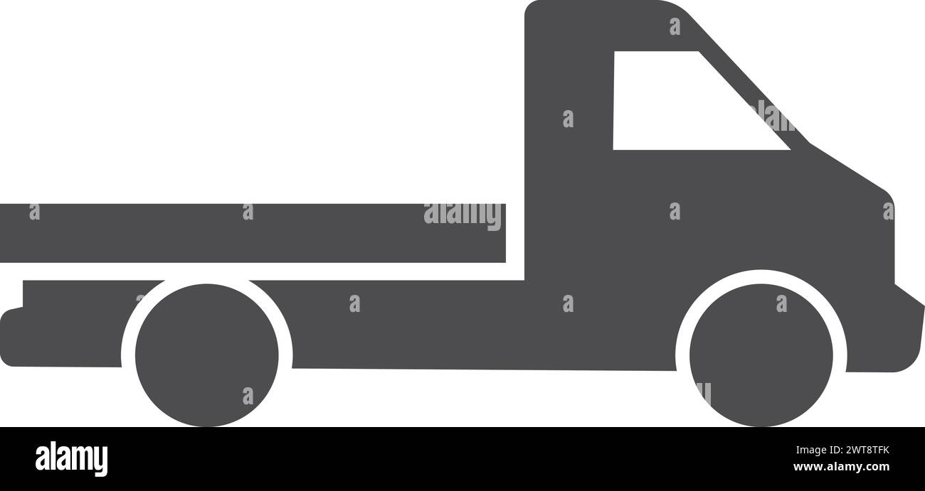Camioneta pickup icono negro. Símbolo de transporte de carga Ilustración del Vector