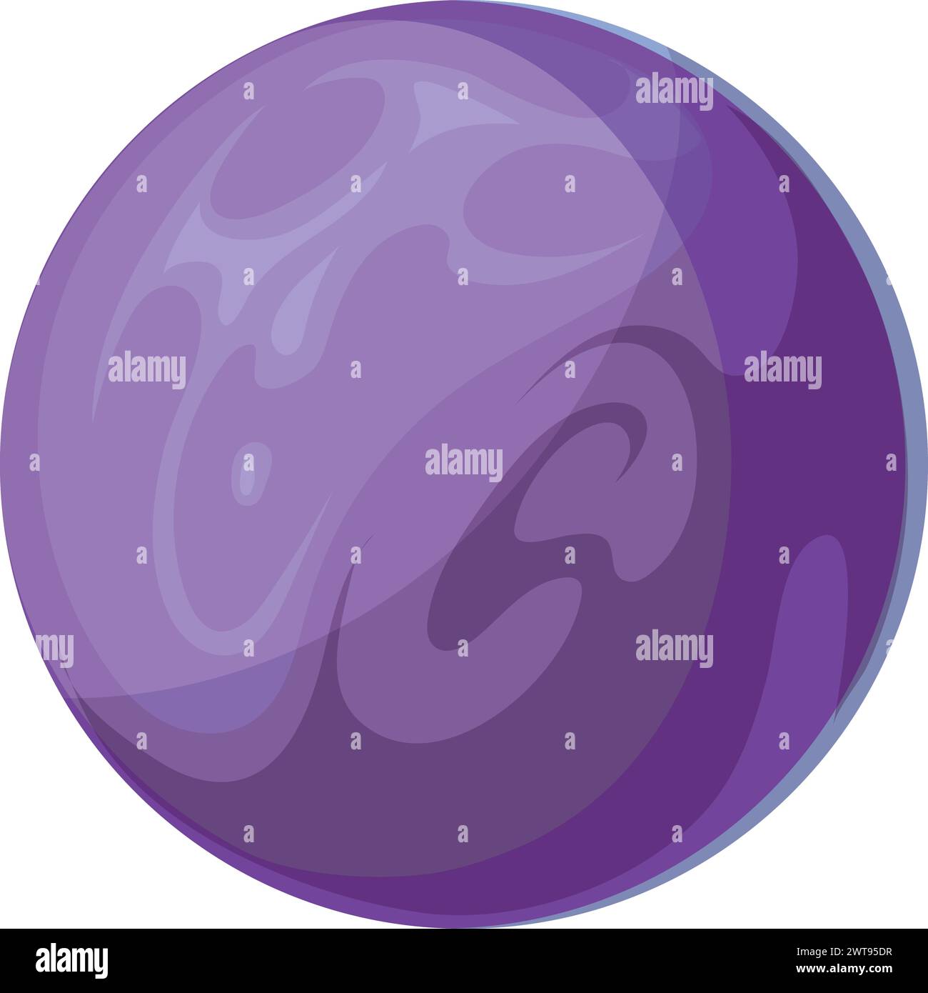 Planeta de fantasía púrpura. Icono de juego espacial de dibujos animados Ilustración del Vector