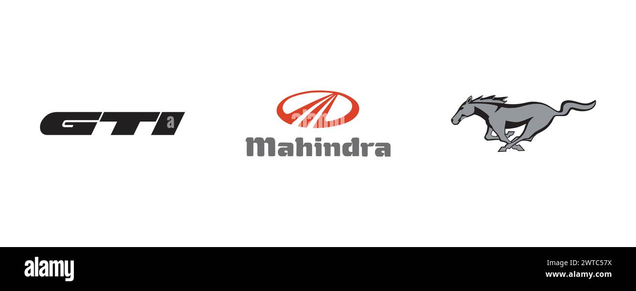 Mahindra, GTI, Mustang (Nuevo para 2010). Editorial vector logo colección. Ilustración del Vector