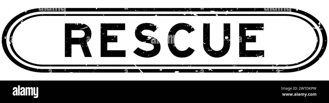 Sello de sello de goma de la palabra de rescate negro del grunge sobre fondo blanco Ilustración del Vector