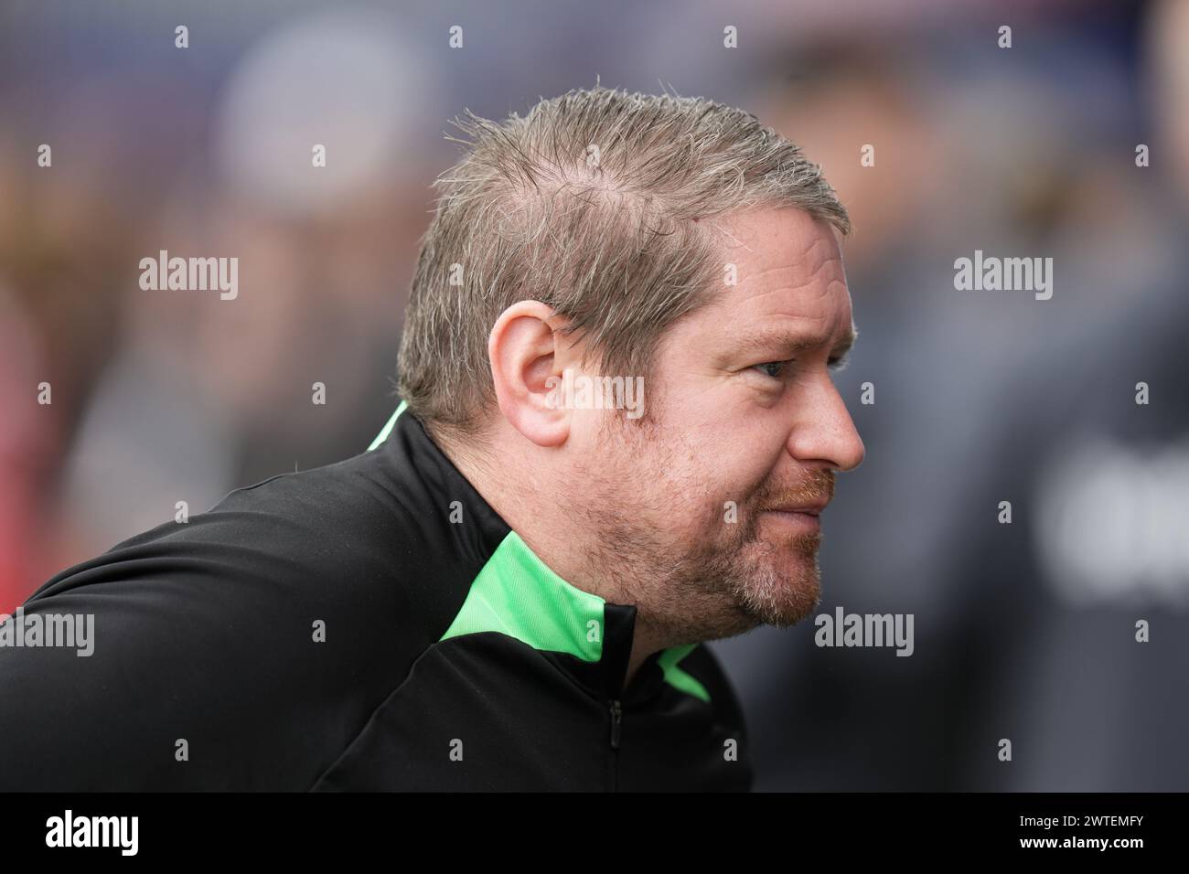 Liverpool FC v West Ham United FC Barclays Superliga Femenina PRENTON PARK TRANMERE INGLATERRA MARZO 2024. El entrenador Matt Beard del Liverpool durante el partido de la Superliga Femenina de Barclays entre el Liverpool FC y el West Ham United FC en el Prenton Park Tranmere el 17 de marzo de 2024 en Birkenhead, Inglaterra. (Foto Alan Edwards para F2images) Foto de stock