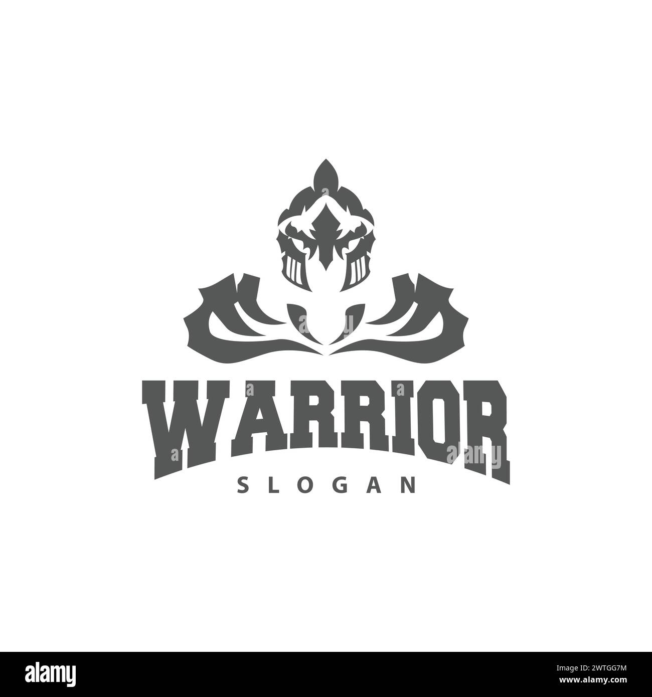 Logotipo espartano, vector silueta guerrero caballero soldado griego, minimalista simple diseño de marca de producto elegante Ilustración del Vector