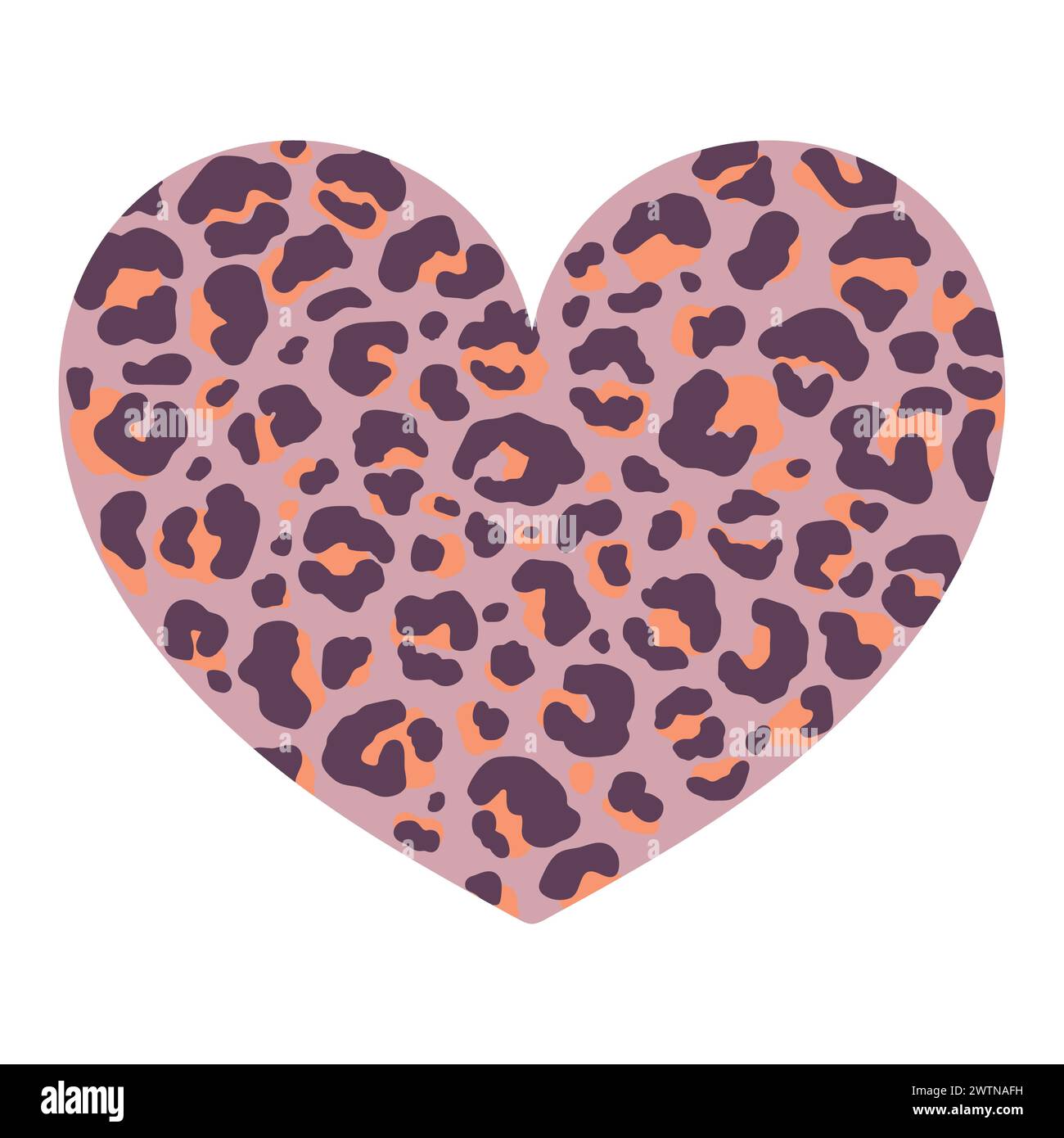 Corazón con textura de estampado de leopardo. Corazón con patrón animal. Decoración del corazón. Ilustración vectorial Ilustración del Vector
