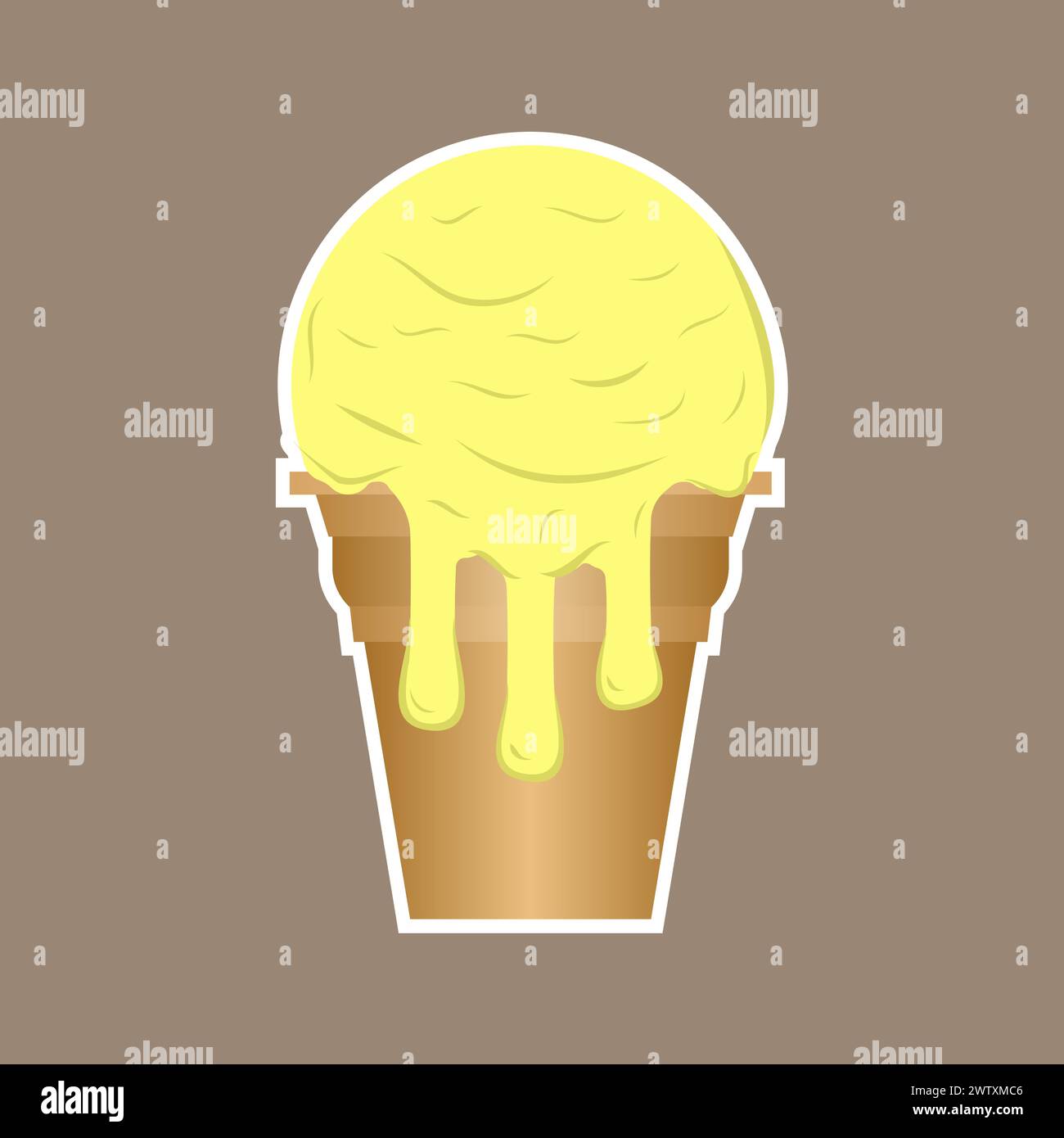 Ilustración vectorial de helado. Taza de gofres con bola de helado. Ilustración del Vector