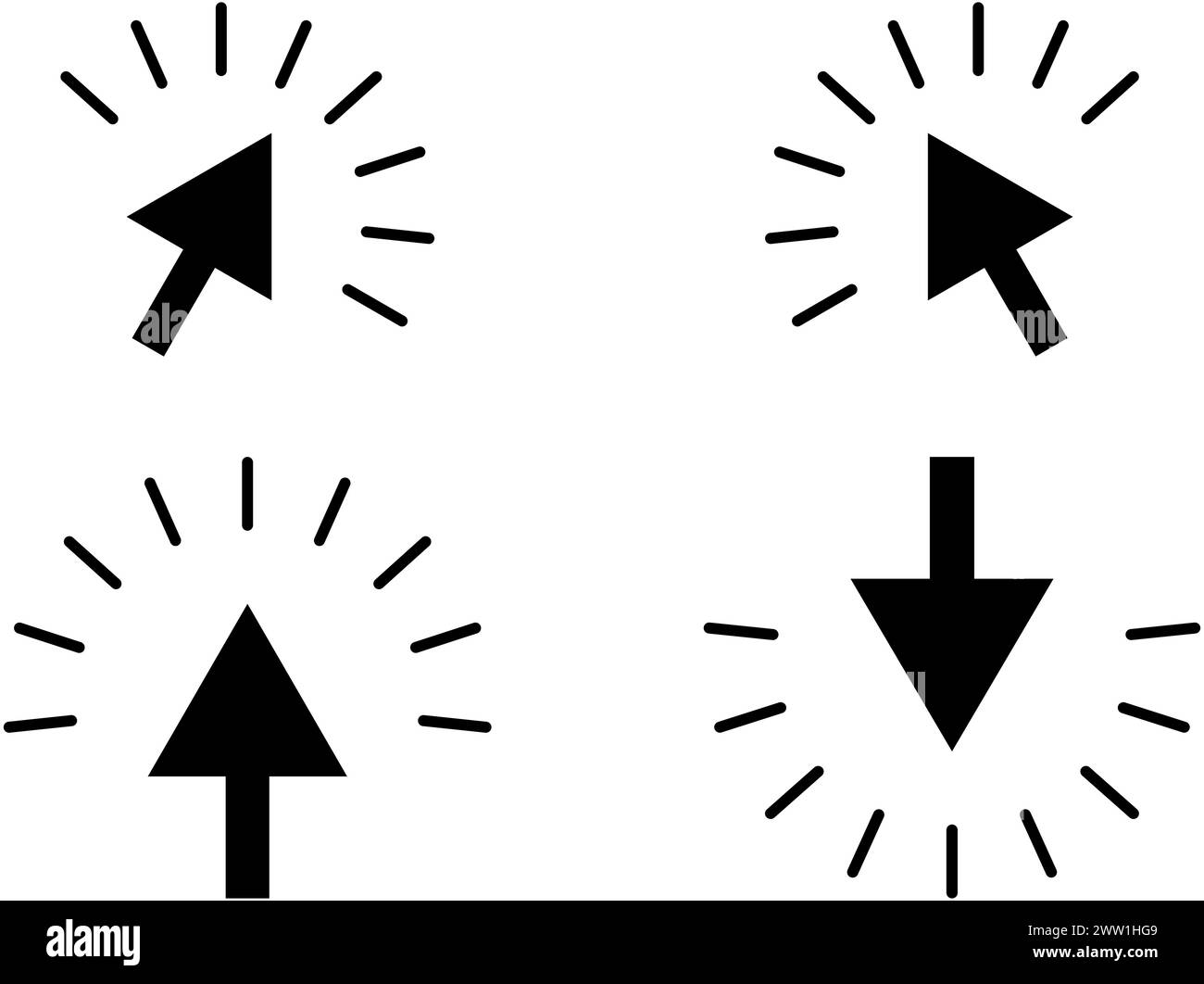 Haciendo clic en el icono del cursor, botón de la computadora flecha signo ilustración vectorial. Ilustración del Vector