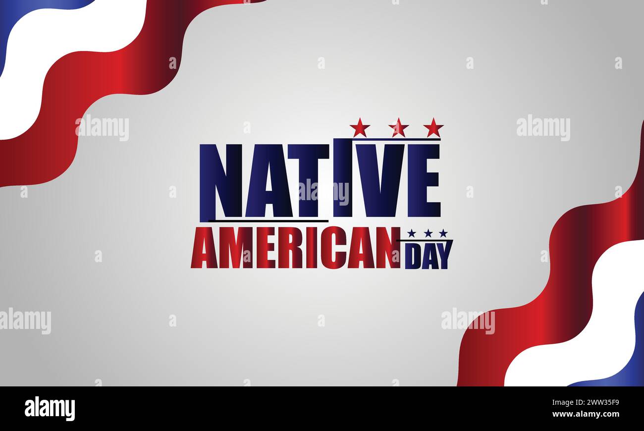 Texto del día nativo americano con diseño de ilustración de bandera de ee.uu Ilustración del Vector