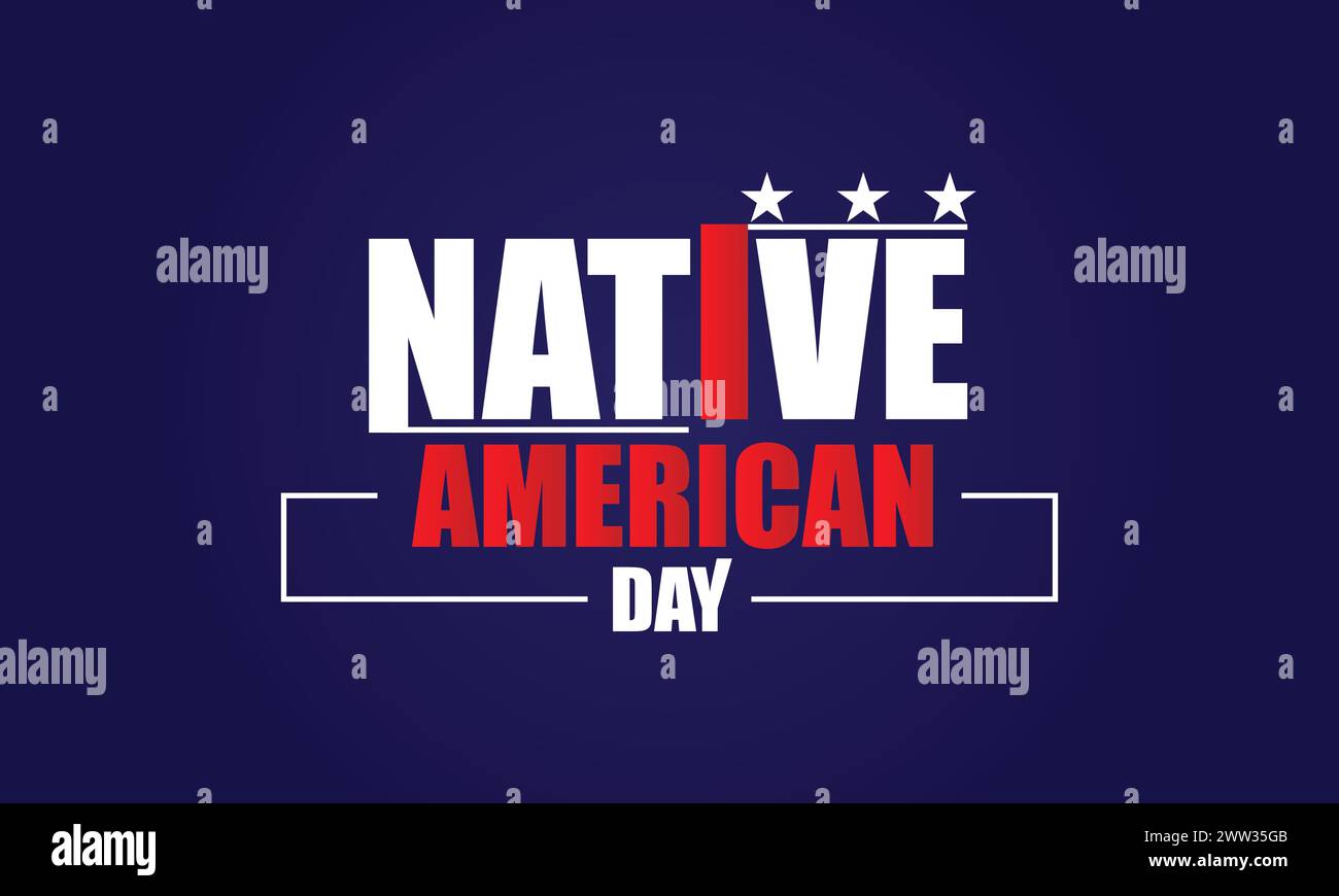 Texto del día nativo americano con diseño de ilustración de bandera de ee.uu Ilustración del Vector