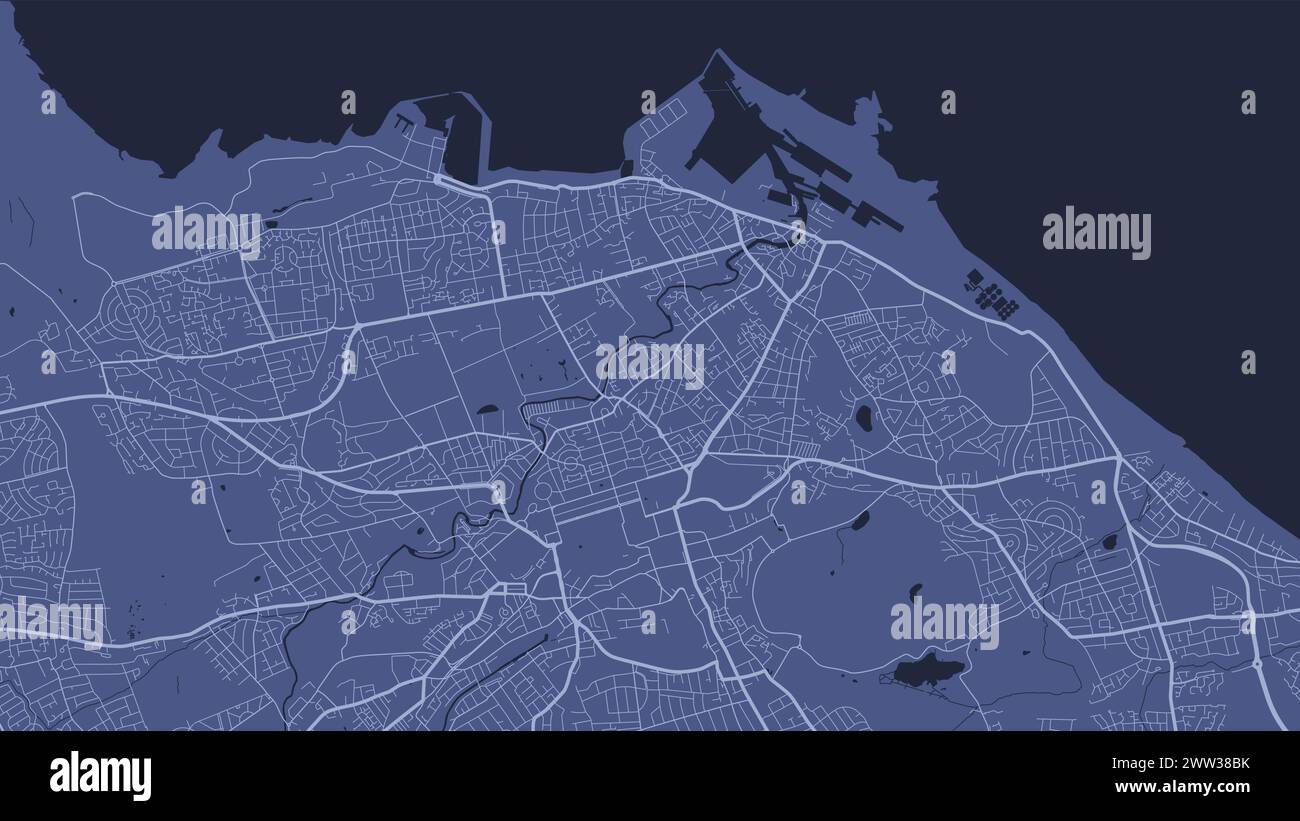 Mapa de Edimburgo Azul, Escocia. Vector ciudad streetmap, área municipal. Ilustración del Vector