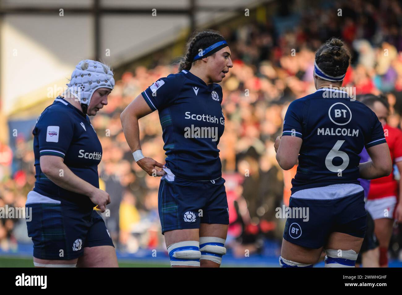 Cardiff, Gales. 23 de marzo de 2024. Emma Wassell durante el partido de rugby femenino de las seis naciones, Gales contra Escocia en el estadio Cardiff Park Arms en Cardiff, Gales. Crédito: Sam Hardwick/Alamy Live News. Foto de stock