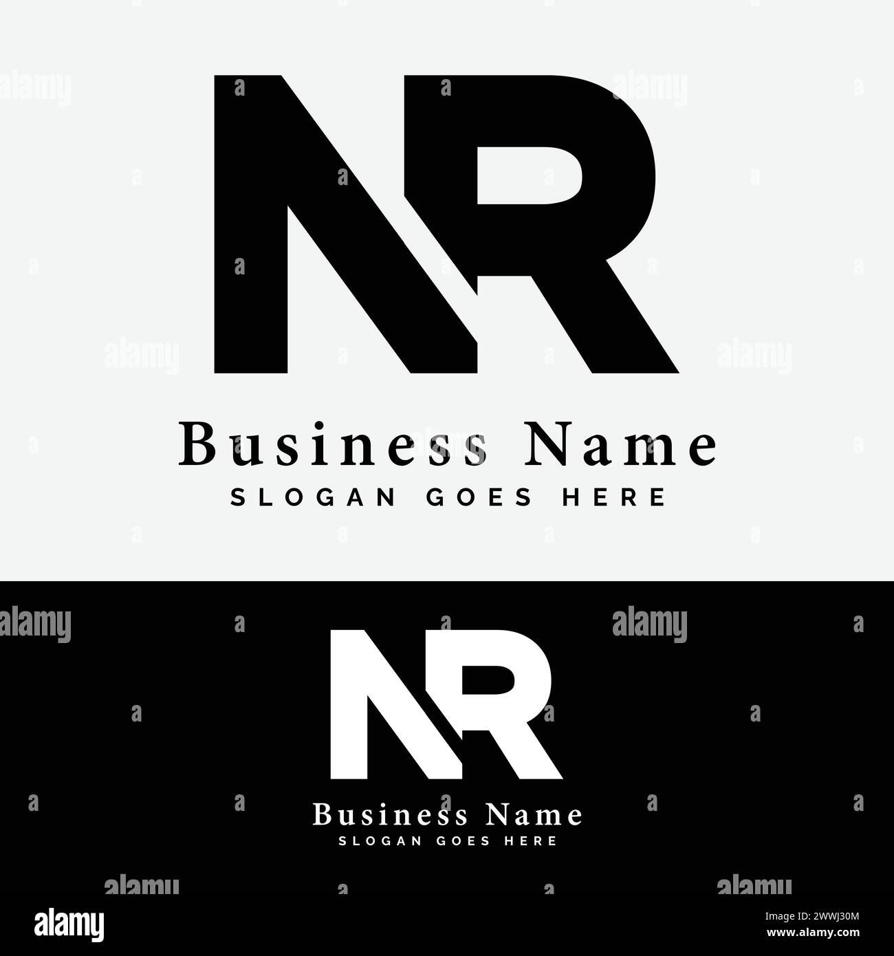 N, R, NR Letra Diseño de Logo. Alfabeto NR logotipo inicial ilustración vectorial Ilustración del Vector