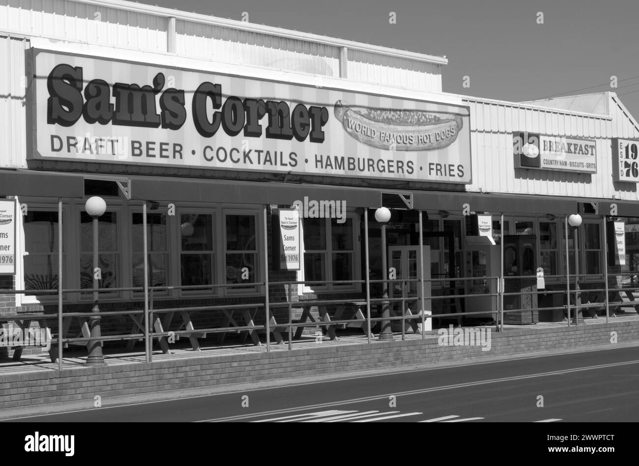 Foto de stock del icónico restaurante Sam's Corner cerca de Myrtle Beach, Carolina del Sur, EE.UU. Foto de stock