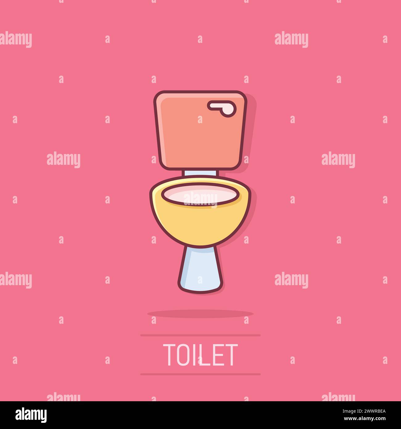 Icono de váter en estilo cómic. Ilustración de vectores de dibujos animados  de higiene sobre fondo aislado. WC baño efecto salpicadura señal concepto  de negocio Imagen Vector de stock - Alamy