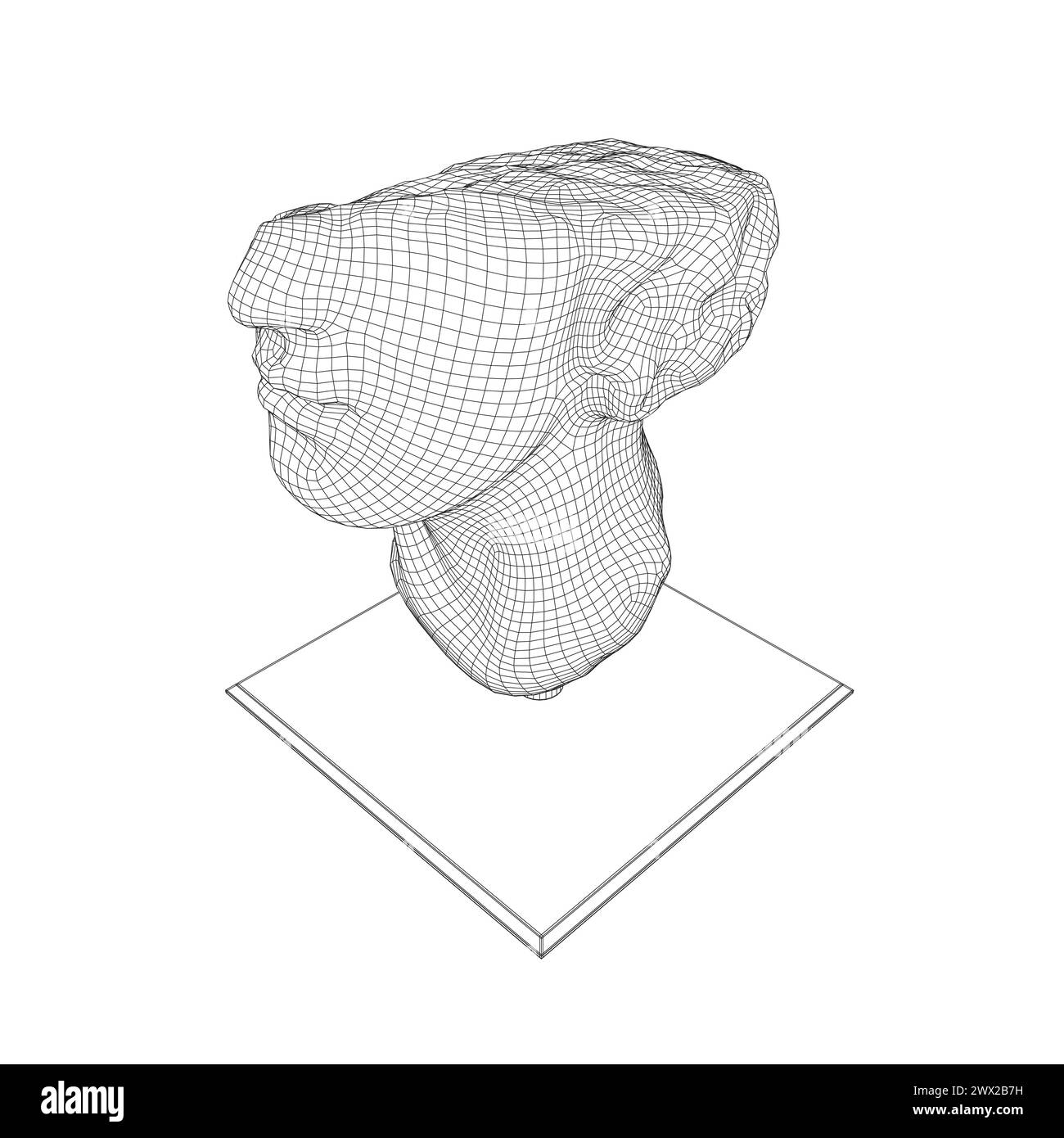 Antigua escultura griega antigua. Escultura wireframe de media cabeza 3D. Ilustración vectorial. Ilustración del Vector