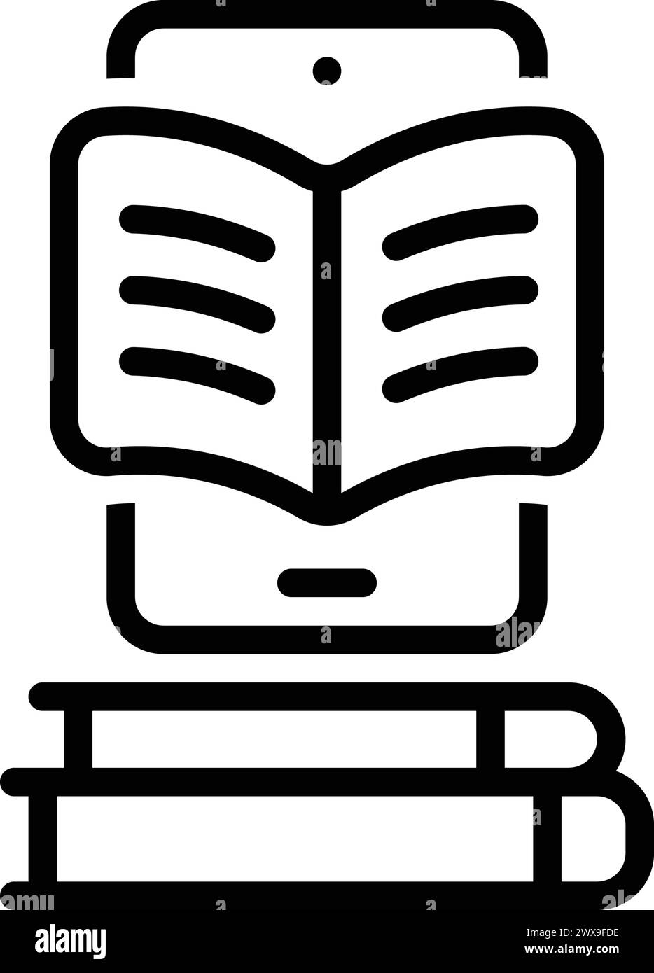 Icono para el libro electrónico, e aprendizaje Ilustración del Vector