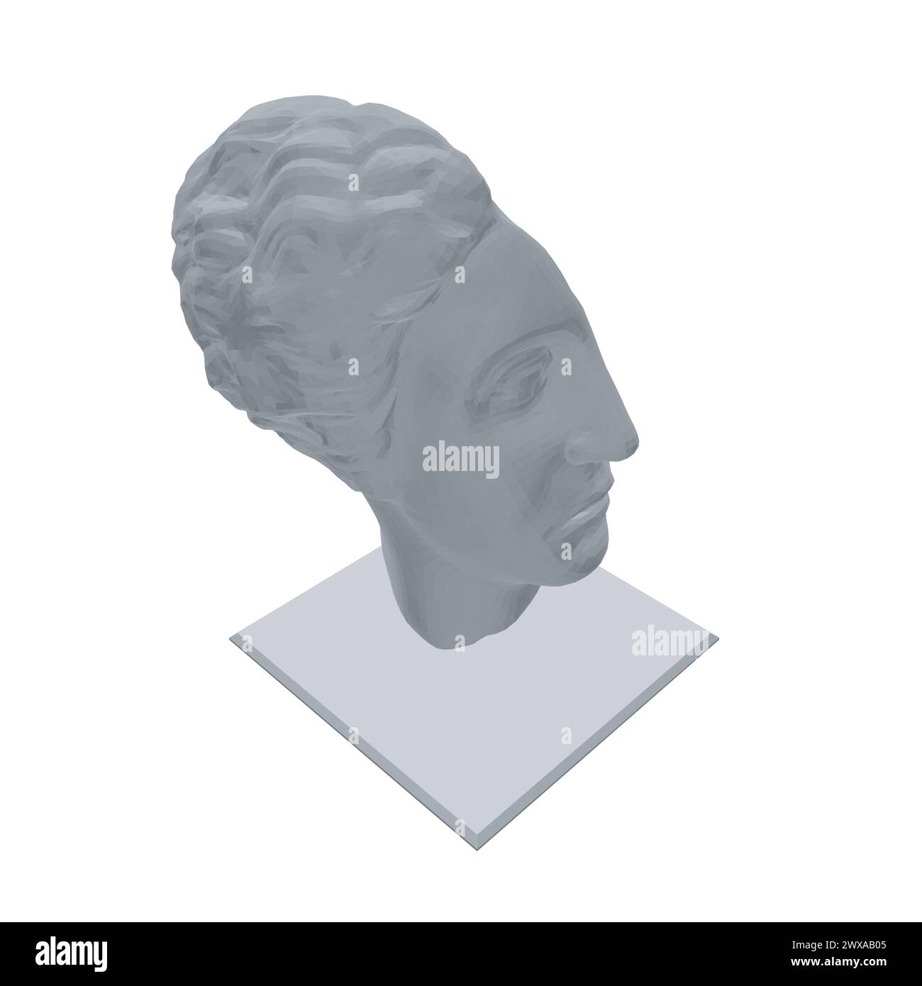 Antigua escultura griega antigua. Escultura poligonal de media cabeza 3D. Ilustración vectorial. Ilustración del Vector