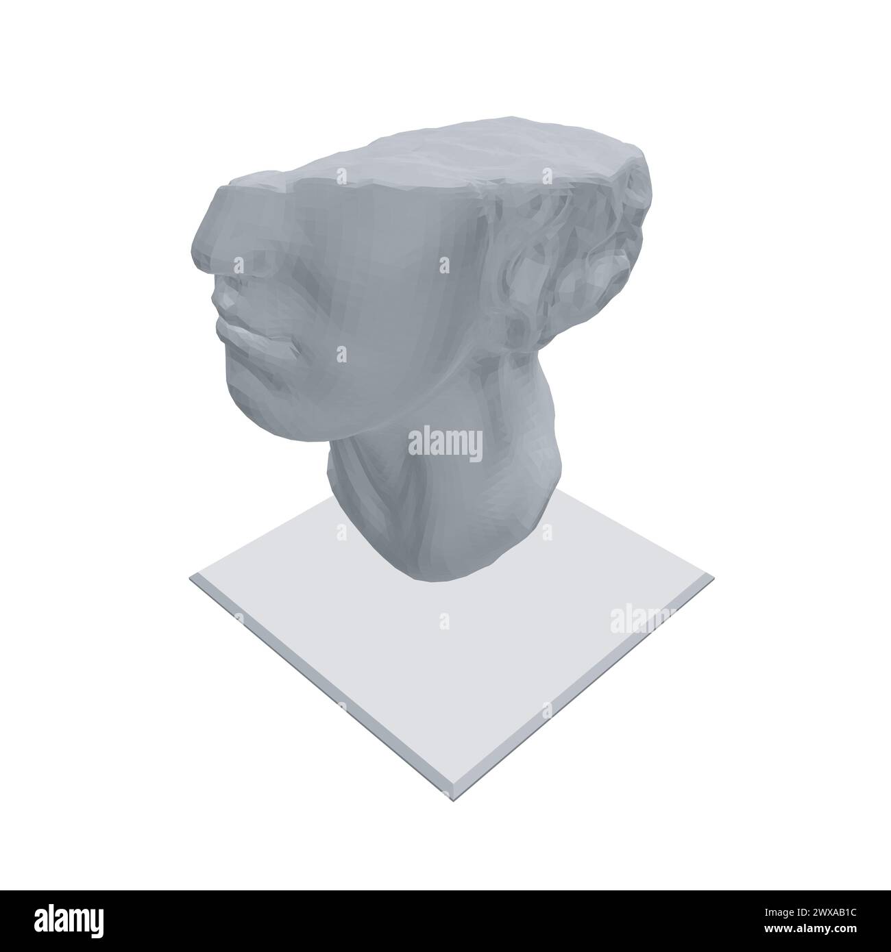 Antigua escultura griega antigua. Escultura poligonal de media cabeza 3D. Ilustración vectorial. Ilustración del Vector