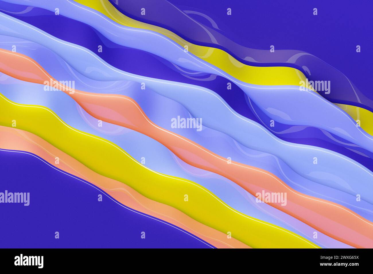 Rayas geométricas similares a las ondas. Abstracto colorido brillante patrón de líneas de cruce. ilustración 3d. Foto de stock