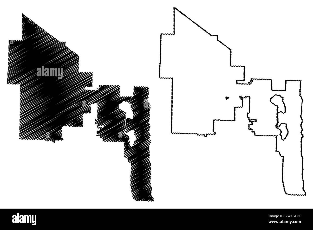 West Palm Beach City, Florida (ciudades de Estados Unidos, Estados Unidos de América, EE.uu., ee.uu. Ciudad) mapa ilustración vectorial, esbozo garabateado Ciudad de West Pal Ilustración del Vector