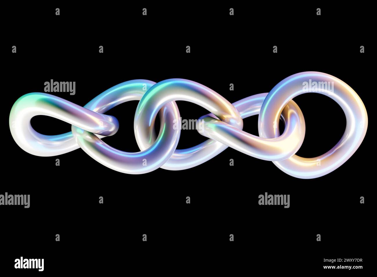 ilustración 3d de cadenas coloridas sobre un fondo negro. Patrón geométrico. Tecnología de fondo de geometría Foto de stock